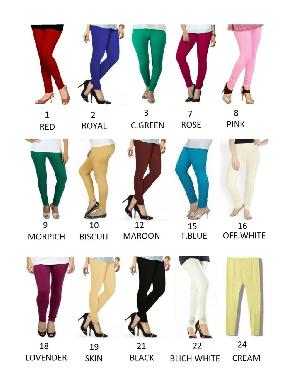 Red Mid Waist Women Cotton Lycra Solid Colour Legging, Casual Wear at Rs  125 in Ahmedabad