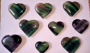 Fluorite Stone Puffy Hearts