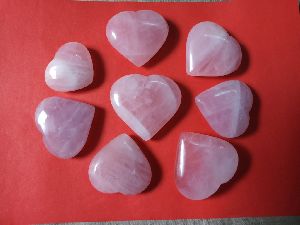 Rose Quartz Stone Puffy Hearts