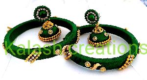 Silk thread bangles with earrings