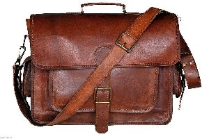 Leather Single Pocket Laptop Bag