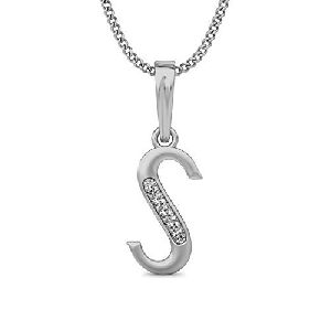 Silver Ladies CZ Alphabet Pendants