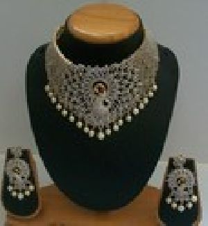 Cubic Zirconia American Diamond Necklace - 09
