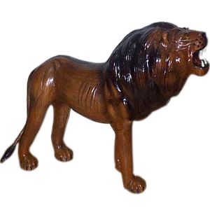 3097 Leather Animal Lion Statue