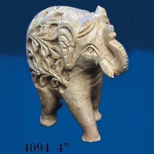 Soap Stone Elephant Engraved - 4094