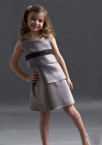 A-line Round Neck Knee-length Satin Layers Flower Girl Dress