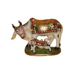 Marble Cow & Calf Statue