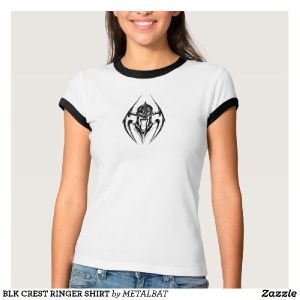 Ladies BLK Crest Ringer T-Shirts