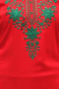 Dashmesh Red Rayon Embroidered Kurti