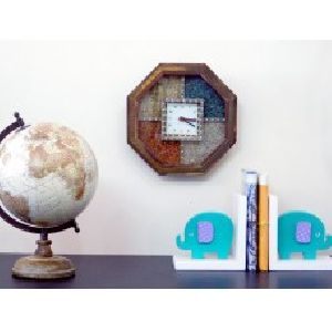 Gemstone Octagon Shape Wooden Wall Clock