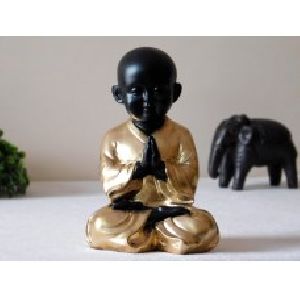 Joyful Monk Praying Baby Buddha Figurine