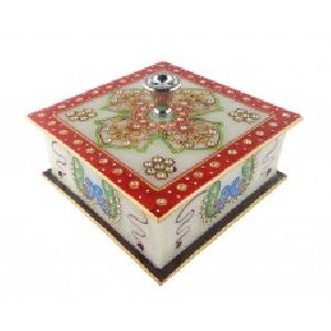 Marble Dry fruit box with Real kundan work of Rajasthan