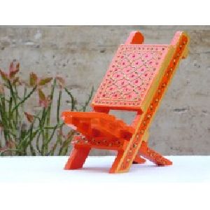 Wooden Mobile Stand with orange color meenakari Painting