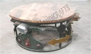 Round Material Used Iron Mango Wood 1307 Coffee Table, For Outdoor Furniture