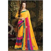 Golden with Pink Shaded Stonework Saree
