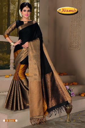 black orange silk saree