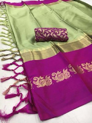 light green silk saree