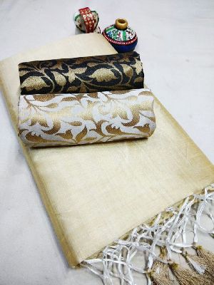 White silk saree