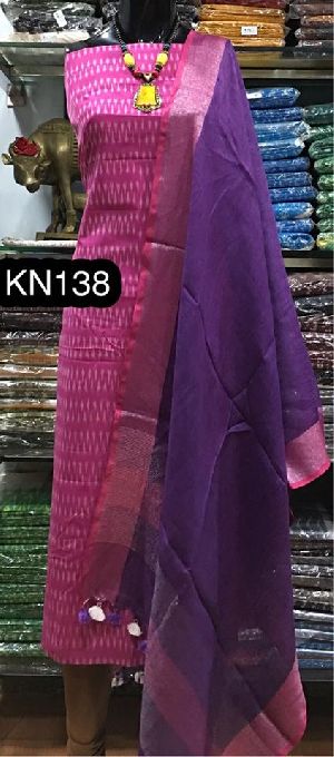 linen dupatta mercerised ikkat cotton suit