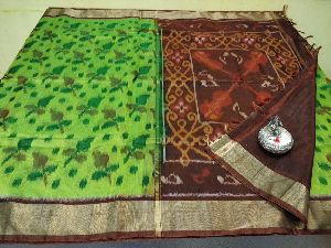 Pure handloom ikkat double warp silk cotton sarees