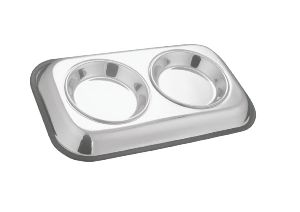 Twin Feeders-Stainless Steel - Cat Plate