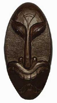 Wooden Mask Pedestal Depicts