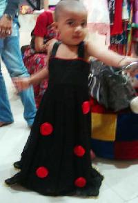 Girls Black & Red Chiffon Gown