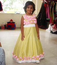 Girls Yellow & Pink Roses Frock