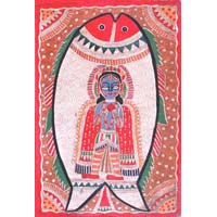 Lord Vishnu Inside a Fish Painting