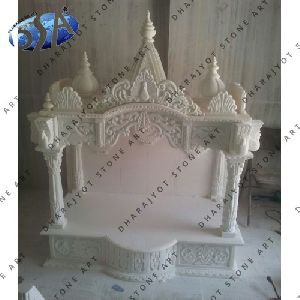 ANTIQUE CARVED WHITE MARBLE MANDIR