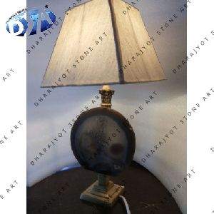 BLACK AGATE STONE TABLE LAMP