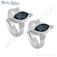 Indian Designer Iolite Gemstone Silver Toe Rings