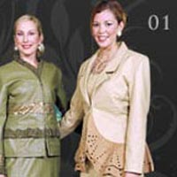 Women Knit Leather Suit