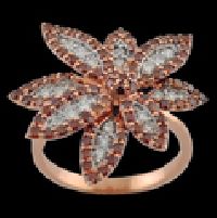 Cognac Diamond Flower Ring