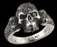 Pave Black Diamond Skull Ring