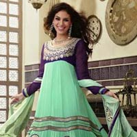 Aqua Purple Colour Party Wear Anarkali Salwar Kameez