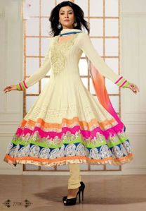 Off White Designer Churidar Kameez