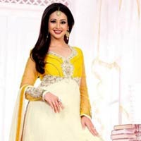 Off White Yellow Party Wear Attractive Long Anarkali Suit