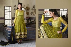 Yellow Black Colour Party Wear Anarkali Salwar Kameez