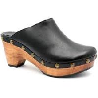 leather wooden clogs