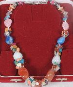 Multi-coloured Tumbled Stone Necklace