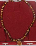 Tiger Eye Beads and Pendant Necklace