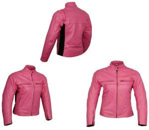 Womens Motorcycle Leather Stretch Armor Pink Jacket