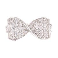 Sterling silver fancy bow shaped diamond Ring