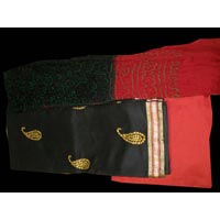Black Cotton Chanderi Hand Embroidered Suit