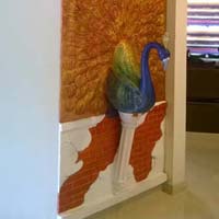 peacock wall mural in fiberglass