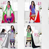 Chanderi Cotton Embroidery Churidar Dress Material