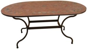 Wrought Iron Table, Ceramic Mosaic Oval Dining Table - ( Triqui13)