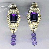 Diamond Amethyst Gold Earrings-dge-01