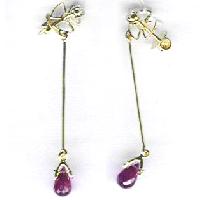 Diamond Ruby Gold Earrings Dge-09